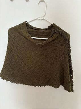 Olive Green Textured half Poncho